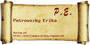 Petrovszky Erika névjegykártya